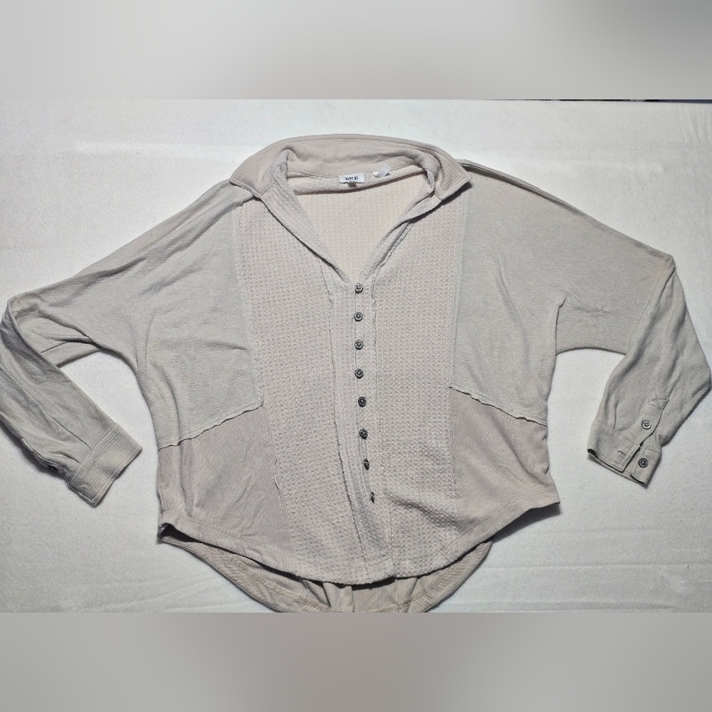BKE Cream Button-Up Sweater